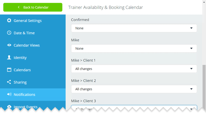 Notification setup for Trainer Mike